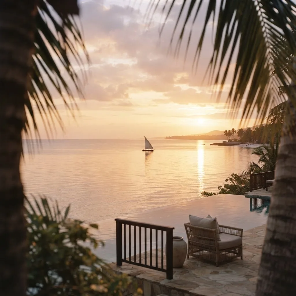 Coastal Sunset background over Kenyan ocean